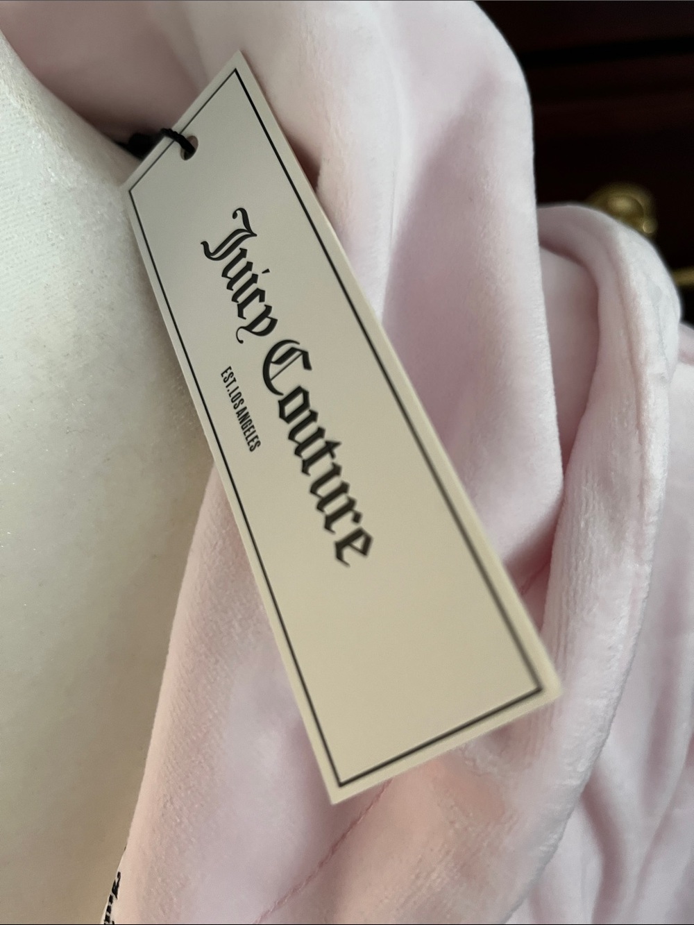 NWT Juicy Couture Pale Pink Zip Hoodie with Drawstrings - Picture 3 of 9